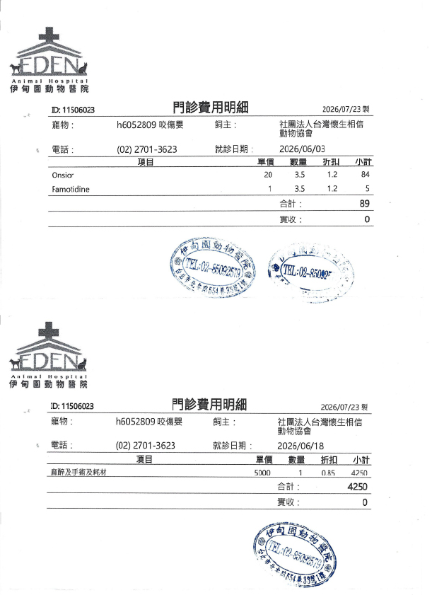 兩點醫療單據